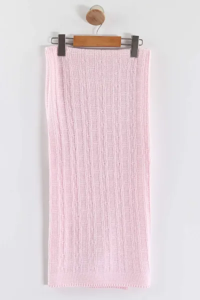 Pembe (0-12 Ay) Merdiven Saç Örgülü Triko Bebek Battaniye 434253
