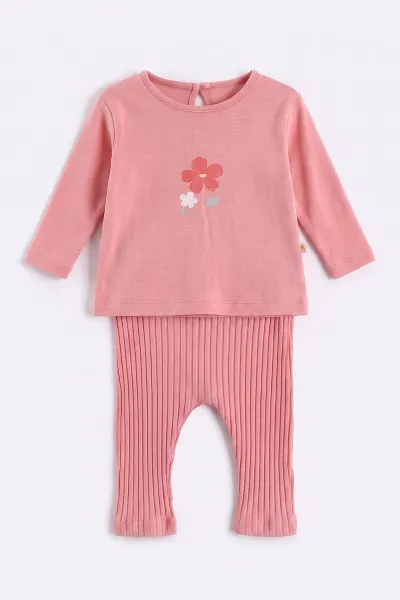 Pembe (0-12 Ay)Üç Kurdela Yelekli Fitilli Taytlı Kız Bebek 3'lü Takım 473363
