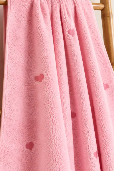 Pembe (0-18 Ay) Kalp Nakışlı  Wellsoftt  Bebek Battaniye 493881