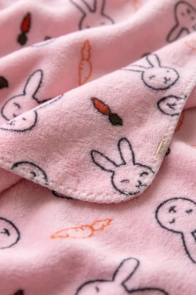 Pembe (0-18 Ay) Tavşan Desenlii  Peluş  Bebek Battaniye 477430