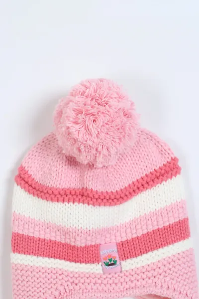 Pembe (0-18 Ay)Desenli İç Polar Kız Bebek Atkı Bere Eldiven Takım 319149