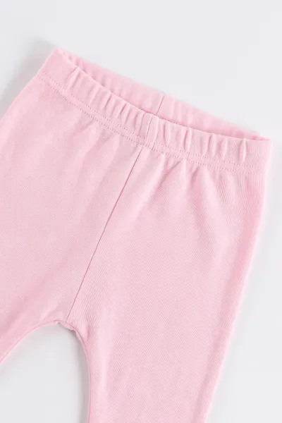 Pembe (0-3 Ay) Aplikeli Tavşan Nakışlı 5'li Kız Bebek Zıbın Takım 479255
