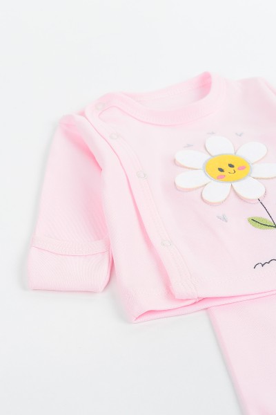 Pembe (0-3 Ay) Keçeli Papatya Nakışlı Kız Çocuk Zıbın Takım 142128