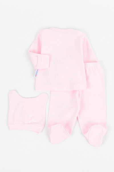 Pembe (0-3 Ay) Keçeli Papatya Nakışlı Kız Çocuk Zıbın Takım 142128
