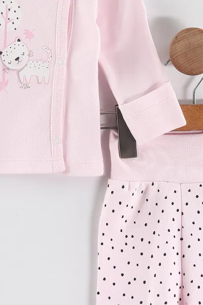 Pembe (0-3 Ay) Koala  Baskılı   Patikli Unisex Bebek 3'lü Zıbın Takım 453780
