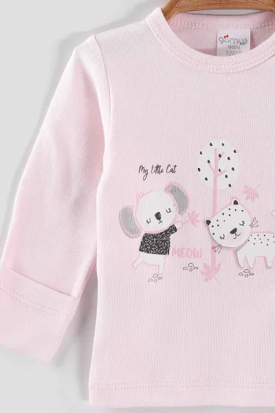 Pembe (0-3 Ay) Koala  Baskılı   Patikli Unisex Bebek 3'lü Zıbın Takım 453780