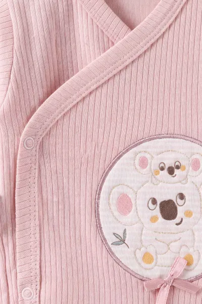 Pembe (0-3 Ay) Koala Nakışlı Yeni Doğan 5'li Bebek Zıbın Seti 475359