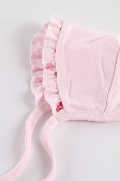 Pembe (0-3 Ay) Papatya Nakışlı Kutulu Yeni Doğan Kız Bebek 5'li Zıbın Set 475396