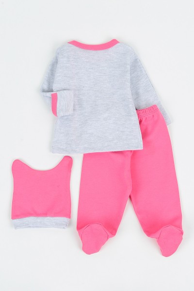 Pembe (0-3 Ay) Papyonlu Penguen Baskılı Zıbın Takım 142046