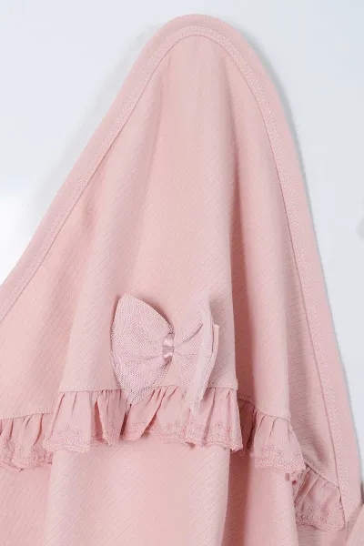 Pembe (0-3 Ay) Süslü Fiyonklu Ayı Nakışlı  Yenidoğan Kız Bebek 10'lu Zıbın ve Hastane Çıkış Setleri 428211