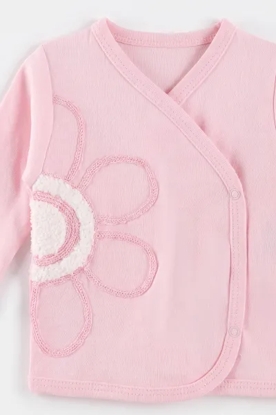Pembe (0-3 Ay) Süzene Papatya Nakışlı 5'li Kız Bebek Zıbın Takım 479252
