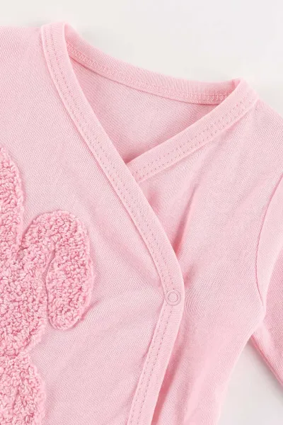 Pembe (0-3 Ay) Süzene Tavşan Nakışlı 5'li Kız Bebek Zıbın Takım 479264