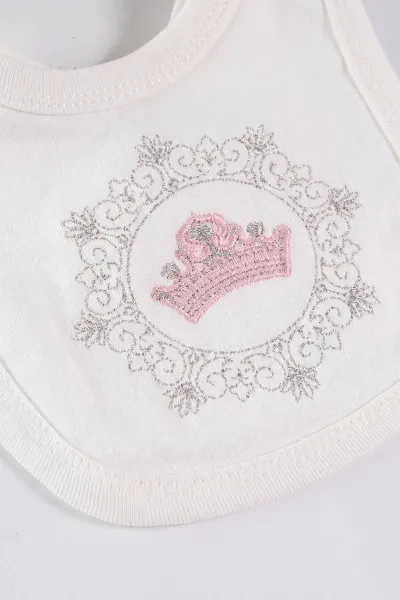 Pembe (0-3 Ay) Taç Model Taşlı Yeni Doğan 5'li Bebek Zıbın Seti 475356