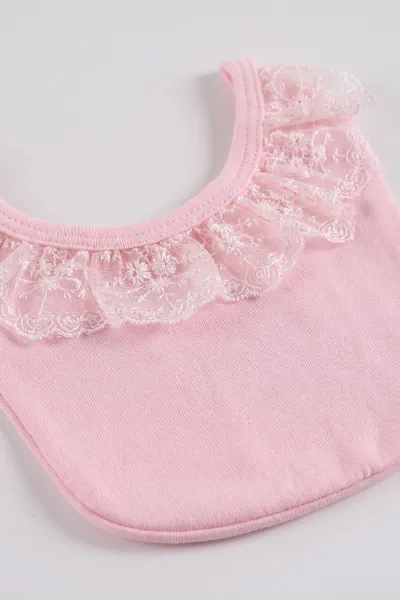 Pembe (0-3 Ay) Yaka Güpürlü 5'li Kız Bebek Zıbın Takım 479258
