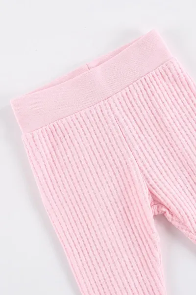 Pembe (0-3 Ay)Dondurma Nakışlı Patikli 3'lü Kız Bebek Takım 477285