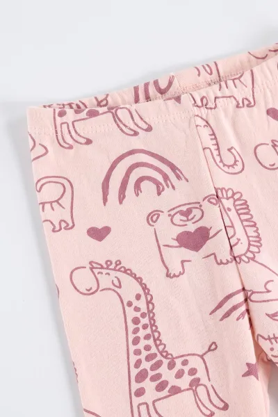 Pembe (0-3 Ay)Fil Nakışlı Patikli 3'lü Bebek Takım 477230