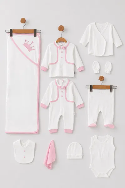 Pembe (0-3 Ay)Kalın Biyeli  Tulum, Battaniye ve 10'lu   Bebek Hastane Çıkış Seti 476862