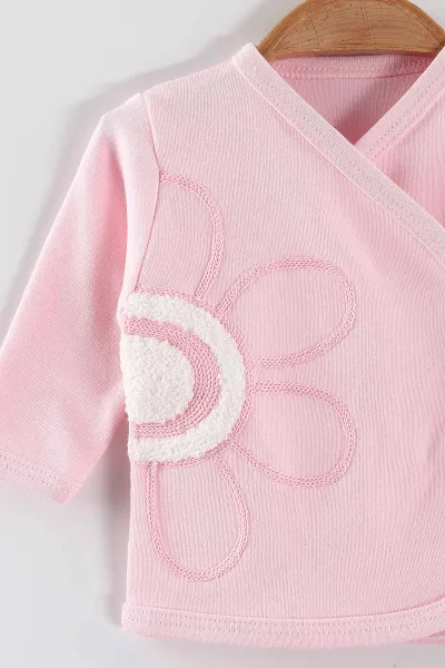 Pembe (0-3 Ay)Süzene Papatya Nakışlı Patikli 5'li Kız  Bebek Takım 451458
