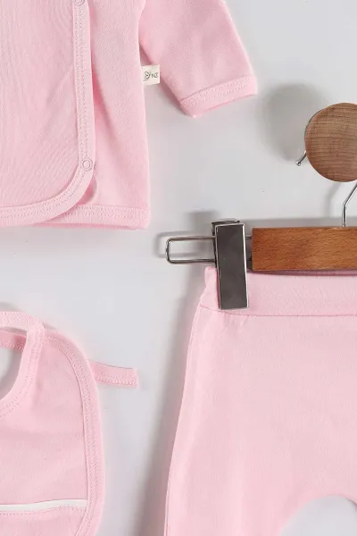 Pembe (0-3 Ay)Süzene Papatya Nakışlı Patikli 5'li Kız  Bebek Takım 451458