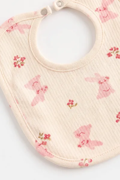 Pembe (0-3 Ay)Tavşan  Baskılı Raporlu Battaniyeli Kız Bebek 5'li Set 487200