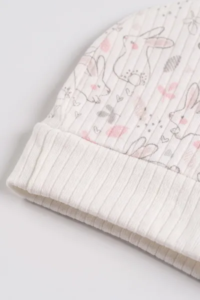 Pembe (0-3 Ay)Tavşan Baskılı Tulum, Battaniye ve 10'lu  Kız Bebek Hastane Çıkış Seti 476861