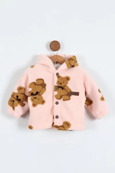 pembe-0-3-yas-ayicik-baskili-kapusonlu-welsoft-polar-bebek-cocuk-mont-389412