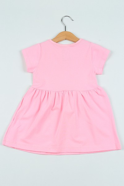 Pembe (1-4 Yaş) Baskılı Çizgili Kız Çocuk Elbise 101982