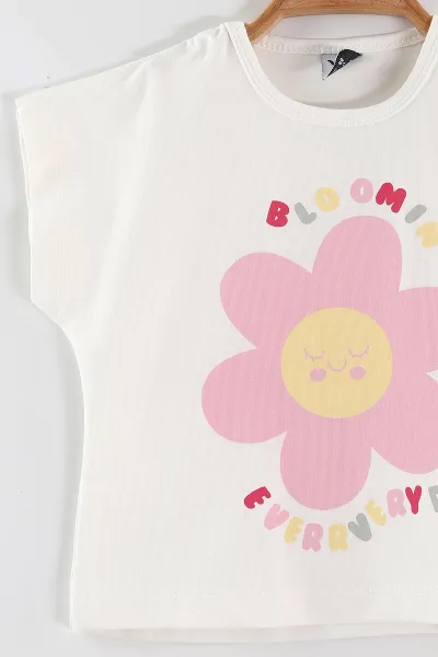 Pembe (0-4 Yaş) Çiçek Baskılı Şortlu Kız Çocuk Yazlık Takım 459797