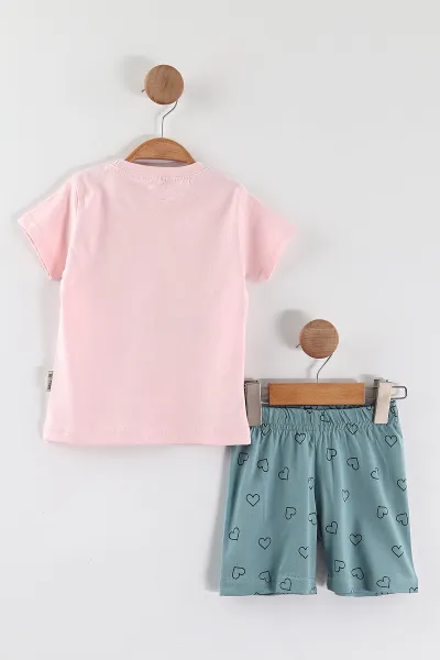 Pembe (0-4 Yaş) Ice Cream Baskılı  Tişörtlü ve Şortlu Kız Çocuk Yazlık Takım 468399