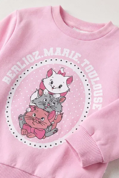 Pembe (0-4 Yaş)  Kedicikler Baskılı 2 İp Kız Bebek&Çocuk Mevsimlik Takım 481086