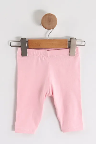 Pembe (0-4 Yaş)Palmiye Baskılı Taytlı Kız Çocuk Yazlık Takım 459820
