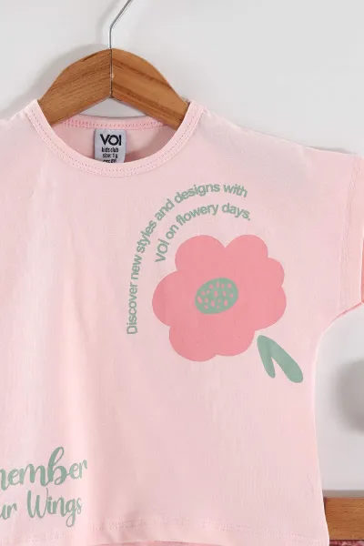Pembe (0-4 Yaş)Papatya  Baskılı Şortlu Kız Çocuk Yazlık Takım 459807