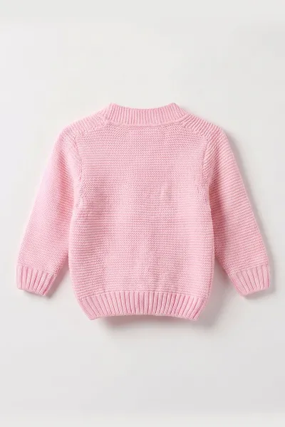 Pembe (0-5 Yaş) Düğmeli Çiçekli Kız Çocuk Hırka 474228