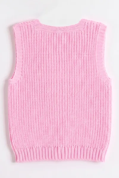 Pembe (0-5 Yaş) Pullu Çiçek Motifli Düğmeli Kız Çocuk Yelek 474425