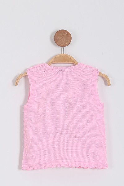 Pembe (0-5 Yaş) Renkli Ponponlu Kız Çocuk Hırka Yelek 197398