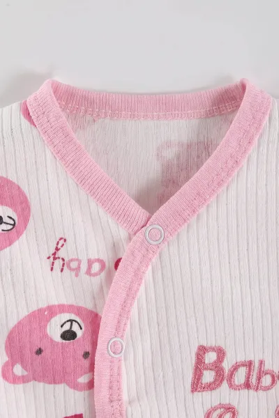 Pembe (0-6 Ay) Koala Baskılı Patikli Şapkalı  Raporlu Bebek Zıbın Seti 477329