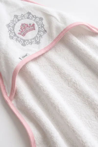 Pembe (0-6 Ay)  Taç  Nakışlı Bebek Havlu Takım 476285