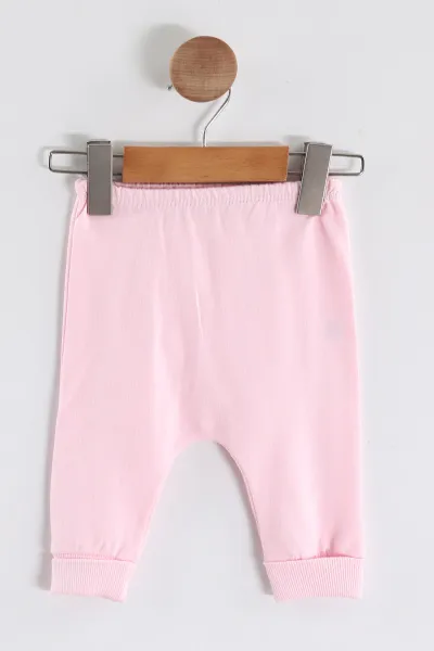 Pembe (0-9 Ay) Ayıcık Nakışlı Kapüşonlu Hırkalı Kız Bebek 3'lü Takım 449178