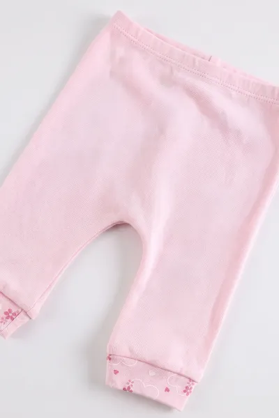 Pembe (0-9 Ay) Çiçek Nakışlı Bebe Yaka Kız Bebek 2'li Takım 477051