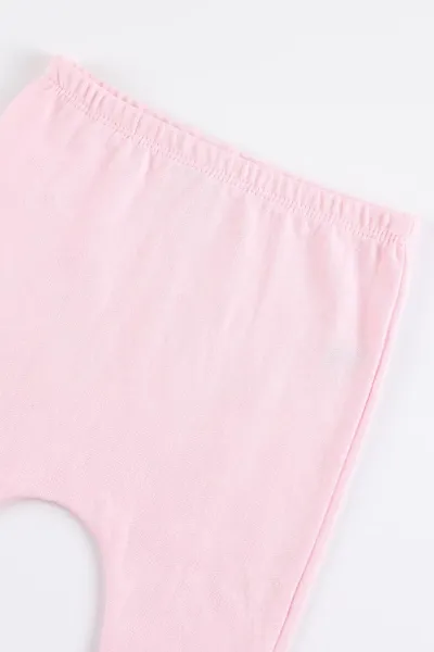 Pembe (0-9 Ay) Çiçekli Kuş Nakışlı Kapüşonlu 3'lü Kız Bebek Takım 476059