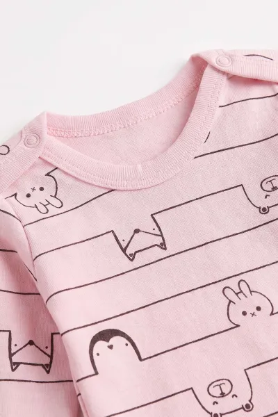 Pembe (0-9 Ay) Çizgili Hayvan Desenli Bebek Çıtçıtlı Badi 482292