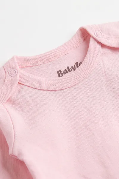 Pembe (0-9 Ay) Düz Uzun Kol Bebek Çıtçıtlı Badi 482322