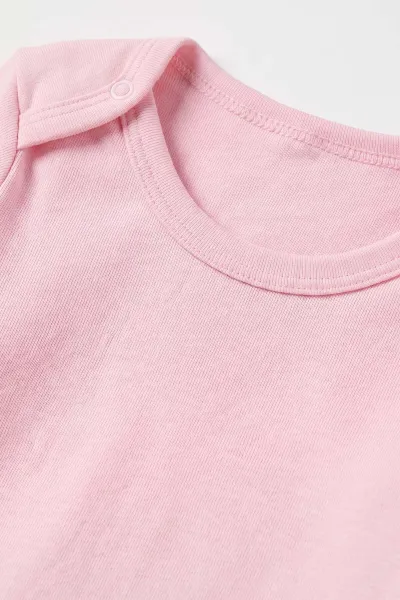Pembe (0-9 Ay )  Düz   Uzun Kollu   Bebek & Çocuk Çıtçıtlı Badi 480345