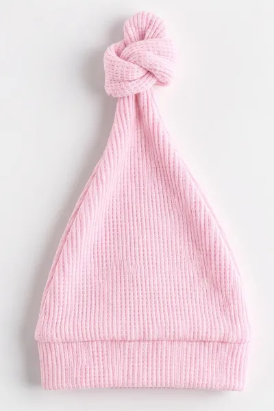 Pembe (0-9 Ay)  Fisto Yakalı  Waffle Kumaş Çıtçıtlı Şapkalı Kız Bebek Tulum 486979