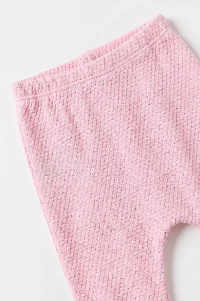 Pembe (0-9 Ay) Kedi Nakışlı Zıbınlı Kapüşonlu Hırkalı Kız Bebek 3'lü Takım 475943