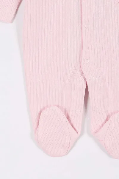 Pembe (0-9 Ay) Nakışlı Çıtçıtlı Bebek Tulum 280624