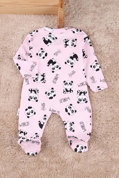 Pembe (0-9 Ay) Panda Baskılı Çıtçıtlı Patikli Kız Bebe Tulum 180091