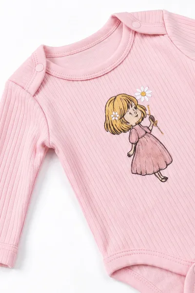 Pembe (0-9 Ay) Papatyalı Kız Nakışlı   Kız Bebek Takım 480480