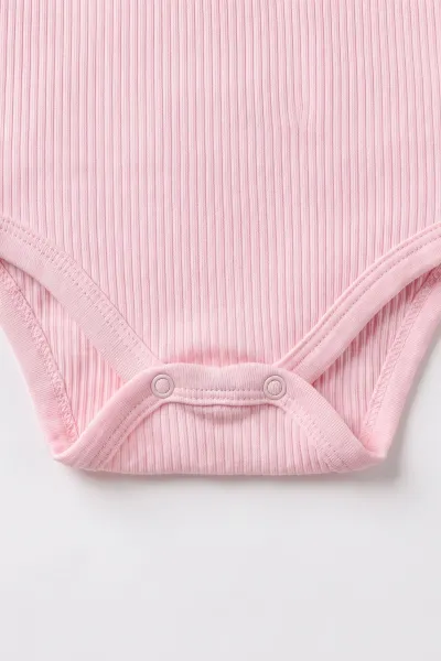 Pembe (0-9 Ay ) Raporlu Düz   Kısa Kol  Bebek & Çocuk Çıtçıtlı Badi 480408