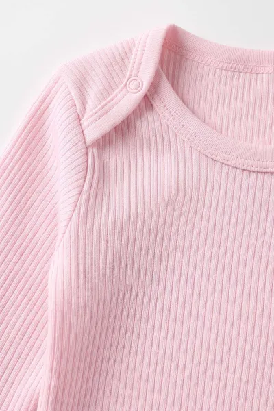 Pembe (0-9 Ay ) Raporlu Düz   Uzun Kollu   Bebek & Çocuk Çıtçıtlı Badi 480339